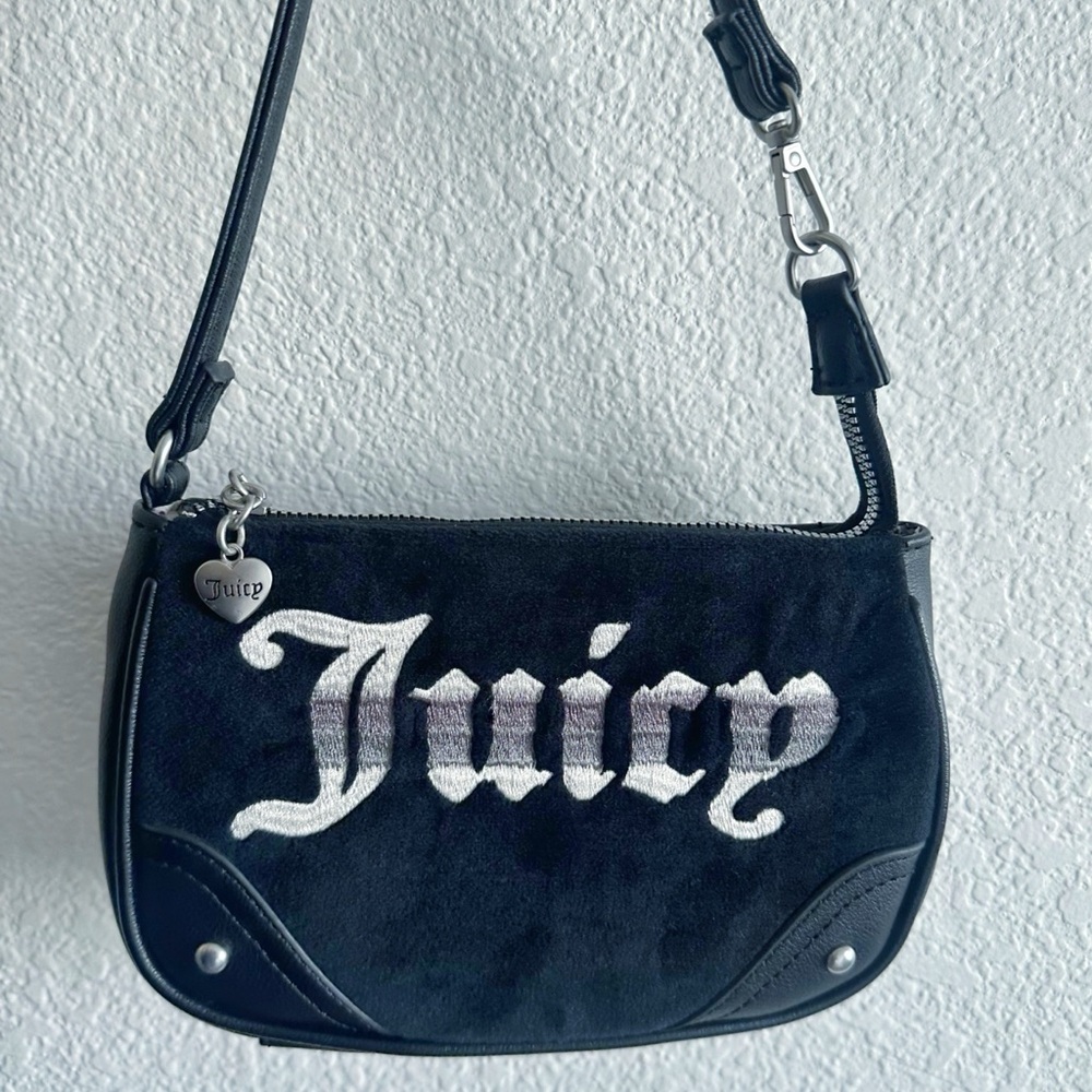 Juicy Couture Y2K Black Shoulder Bag Gothic Logo Mini Purse